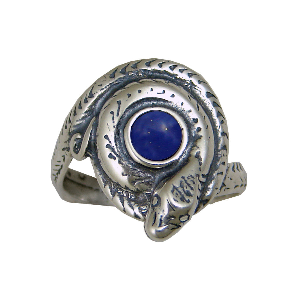 Sterling Silver Snake Ring With Lapis Lazuli Size 10